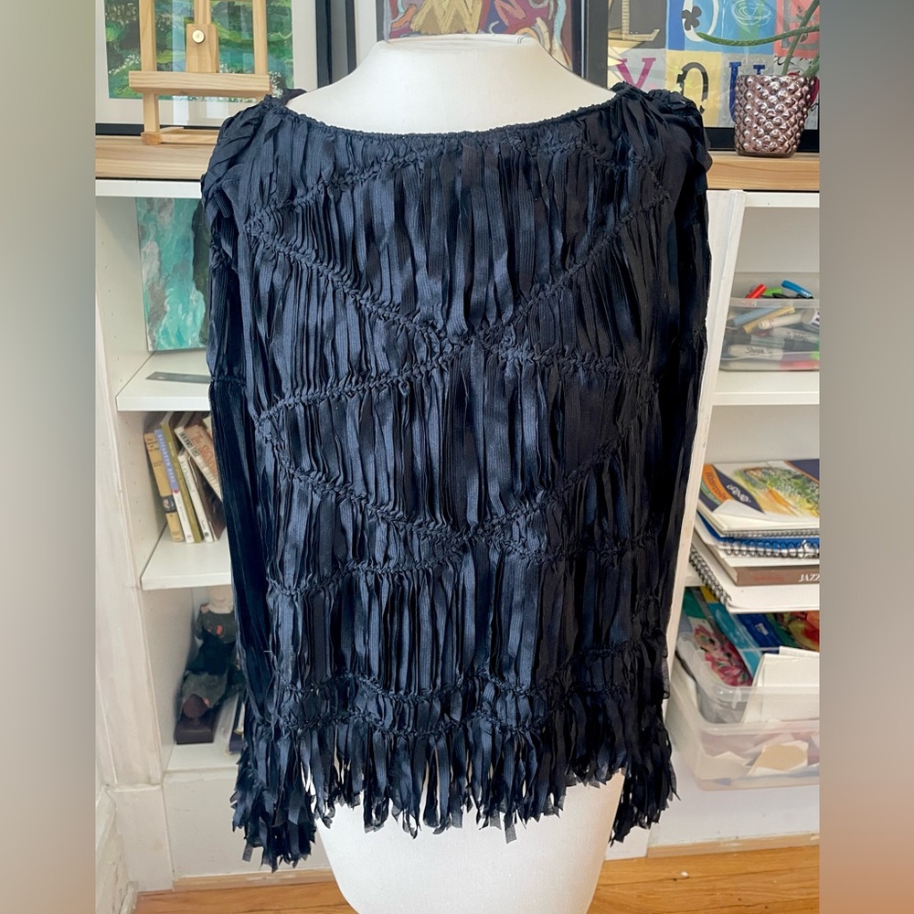 Yves Saint Laurent Rive Gauche Black Fringe Top